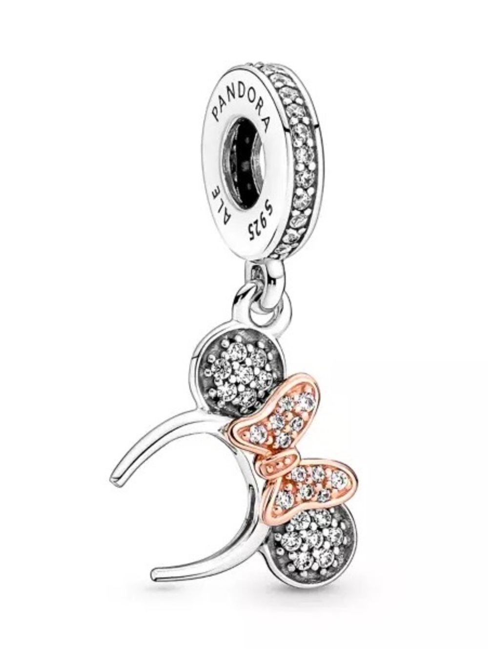 Pandora Disney Rose Gold & Silver Minnie Charm - Pink/Gold Accent